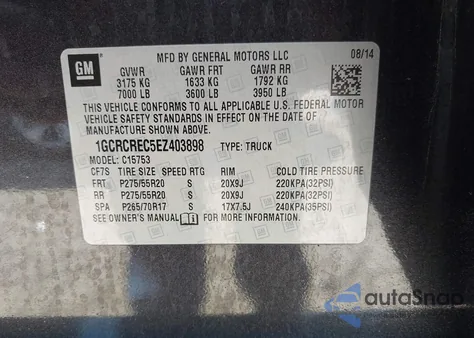 2014 Chevrolet Silverado 1500 1Lt z USA, uszkodzony, nr VIN 1GCRCREC5EZ403898